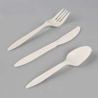 Corn starch based spoon and fork biodegradable compostable disposable plastic cutlery set in cornstarch