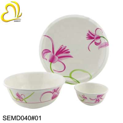 3PC melamine dinnerware set Lotus Pattern Dinner Ware