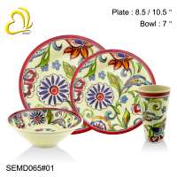 SEBEST factory  hot selling elegant lotus flower melamine outdoor dishes hammered dinnerware set