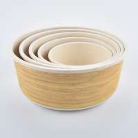 Eco friendly round bamboo storage container set