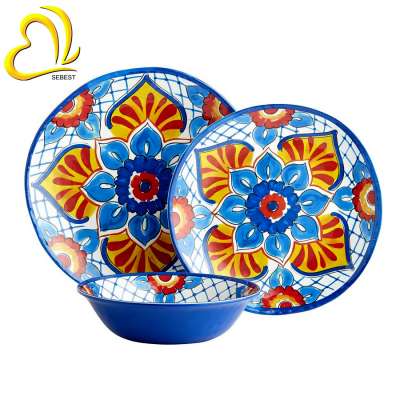 French hot custom plastic melamine round dinner tableware