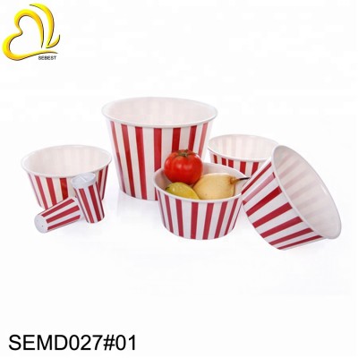 Round Popcorn Box Red Theater Stripe Popcorn Bowl