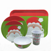 Factory price OEM Wholesale 8 PCS Melamine Christmas Dinnerware Sets