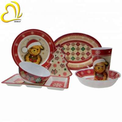 High Quality Custom Melamine 7pc Christmas Dinnerware Set